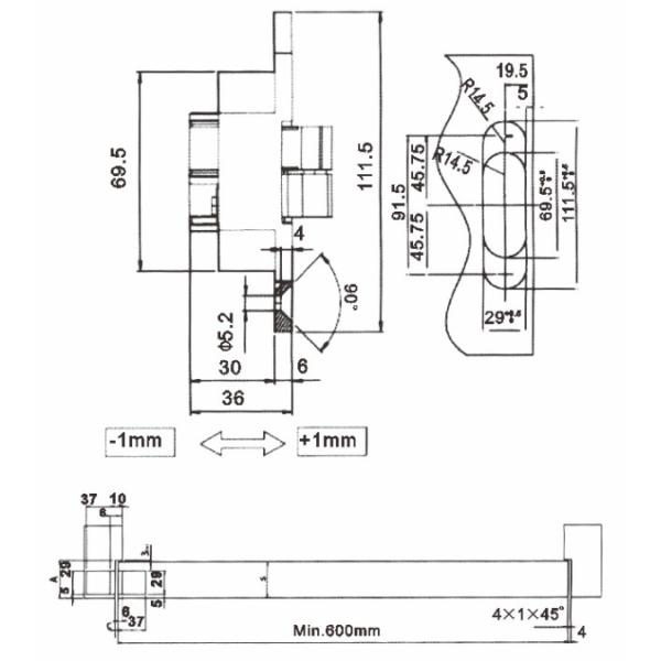 Zinc Alloy Adjustable 3D 180 Degree Concealed Hinge Right Open 30x110 mm