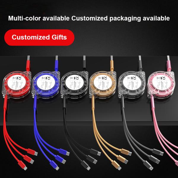 Red TPE USB Cable 3 IN 1 2A Output 480Mbps 1M Length Customizable