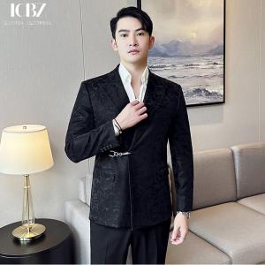 China Custom Logo Men's Leather Suit Jacket in Peaked Style for Casual and Formal Wear on sale