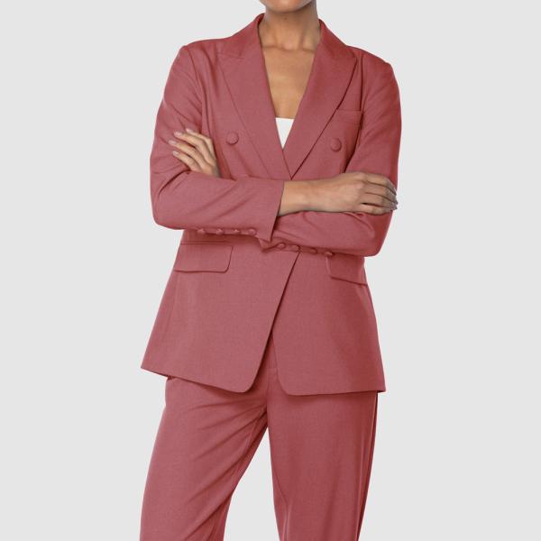 Brick Red Formal Stylish Womens Suits For Office Wear Formal Blazer And Pant Set
