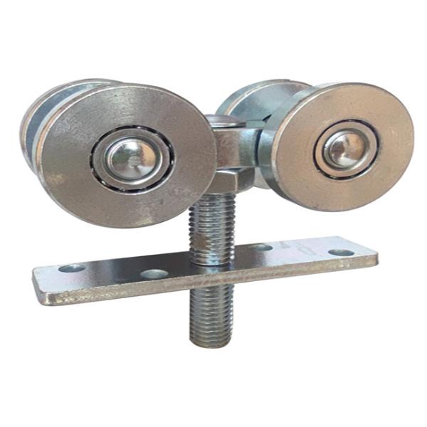 hanging door hardware track rollers plates 4 Wheels with balls bearing Rails Trolley