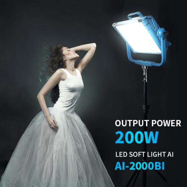 Compact LED Video Studio Lights 200W 100V AI-2000Bi Small Portable Photography Lights
