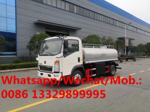 China Customized SINO TRUK HOWO 4*2 LHD 4,000L stainless steel mineral water truck for sale,portable drinking water tanker on sale