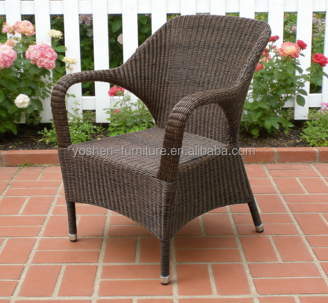 Rattan Waterproof Outdoor Stackable Dining Chairs for Restaurant Beach Park Use