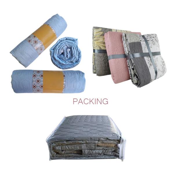 Customized Homeuse Bedroom Quilt Bedding Set with Ultrasonic Stitching Technology