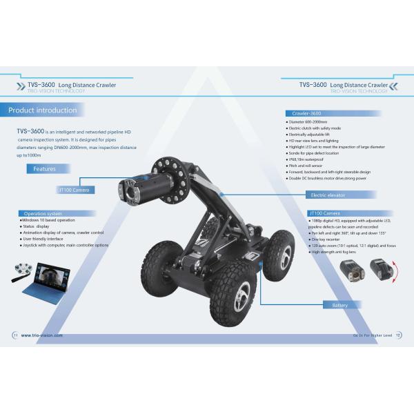 360 Degree Rotation and Remote Control Pipe Inspection Camera Robotic Crawler System