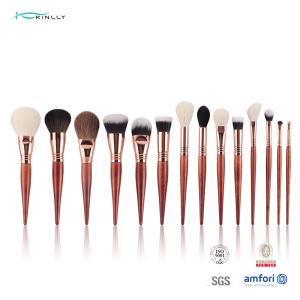 Quality 29 Pieces Brass Ferrule Cosmetic Makeup Brush Set Wooden Handle for sale
