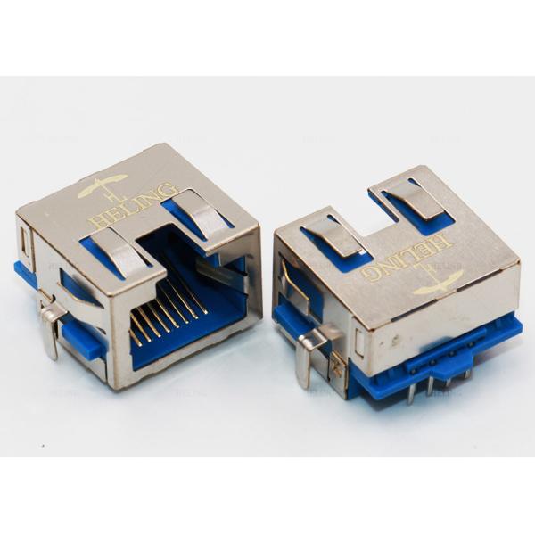 EMI Gasket Right Angle RJ45 Connector , PCB 8P8C Right Angle RJ45 Coupler