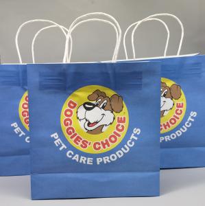 Quality Custom Printing Pet Pattern Recyclable Paper Gift Bags For Dog Retail Shop for sale