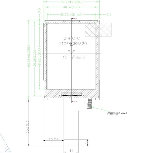 LCD 2.4" TN QVGA SPI TFT Resistive Touch Screen 166PPI Touch Panel Module