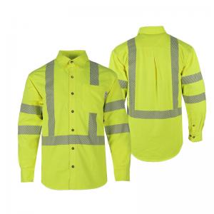 China Long Sleeve Reflective Safety Shirts Safety Yellow Shirts With Reflective Stripes on sale