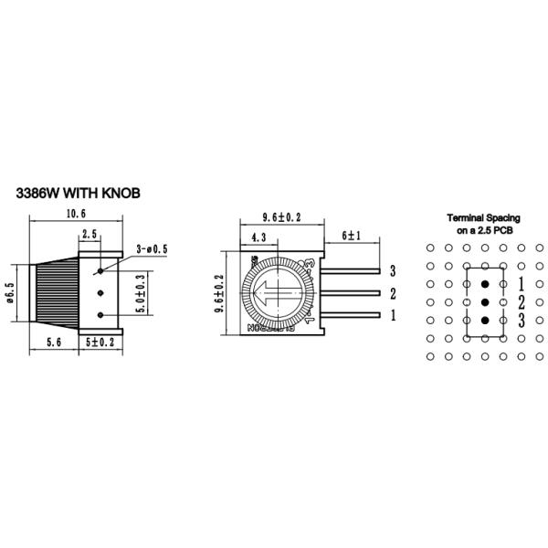 10% Trimmer Potentiometer 104 Trimpot 3386 Series Customized