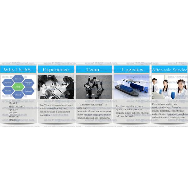 New TC6513 Hammer Head Tower Crane with Jib 65m Tipe Load 1.3t Max.load 8t