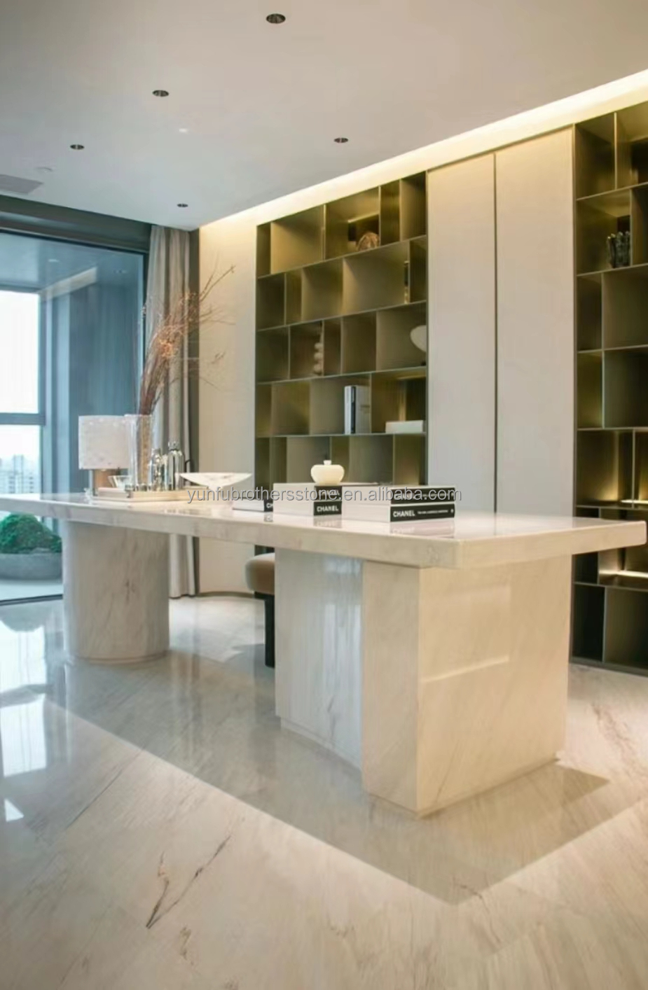 Modern Royal White Onyx Honed Marble Sheet Cut-to-Size Graphic Design Solution for Wall Panel and Dining Table Set