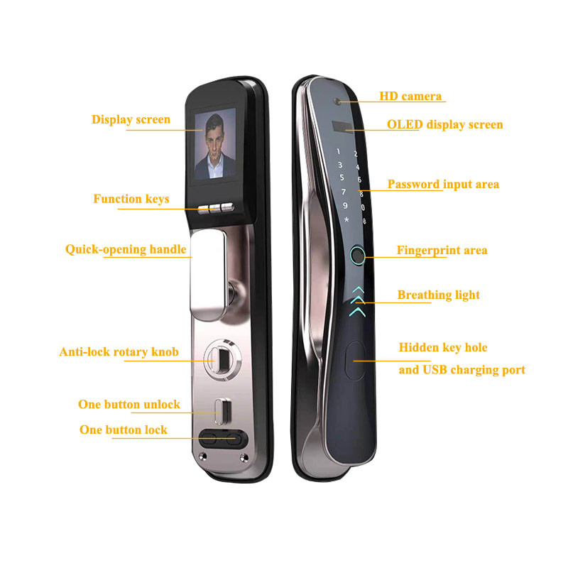 Waterproof Tuya Biometric Smart Wifi Door Lock With Camera Function