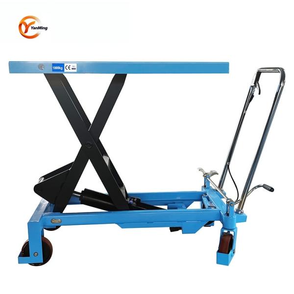 Durable 800kg Hand Lifter Mobile Tablet Double Scissor Service Weight Lifting platform trolley