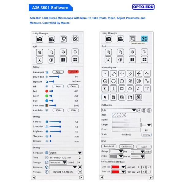 Stereo Electron Measurement 0.7-4.5x Zoom LED LCD Digital Microscope