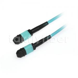 Quality Female Aqua MPO Trunk Cable 4.5mm Dia MM OM4 12 Core Fiber Optic for sale