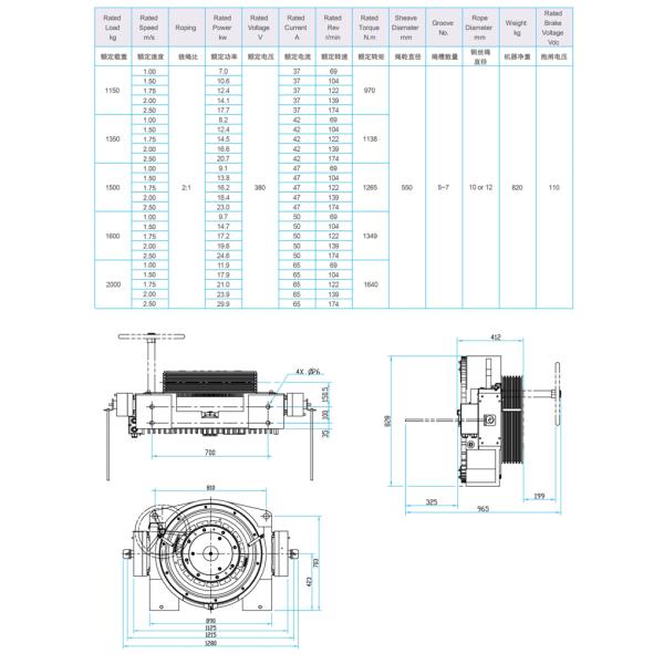Rope Traction Machine For Heavy Load And High Speed Elevator Performance