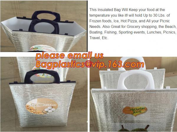 Custom Packing Aluminum Foil Zip-Lock Grocery Handle Thermal Insulation Cooler Bag For Outdoors,Promotional Insulated La