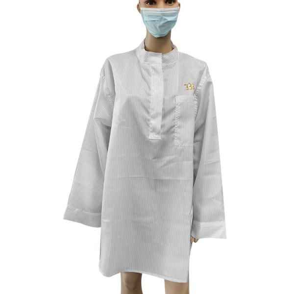 Round Sleeve Pullover Cleanroom Smock Apparels With Reliable Static Dissipation