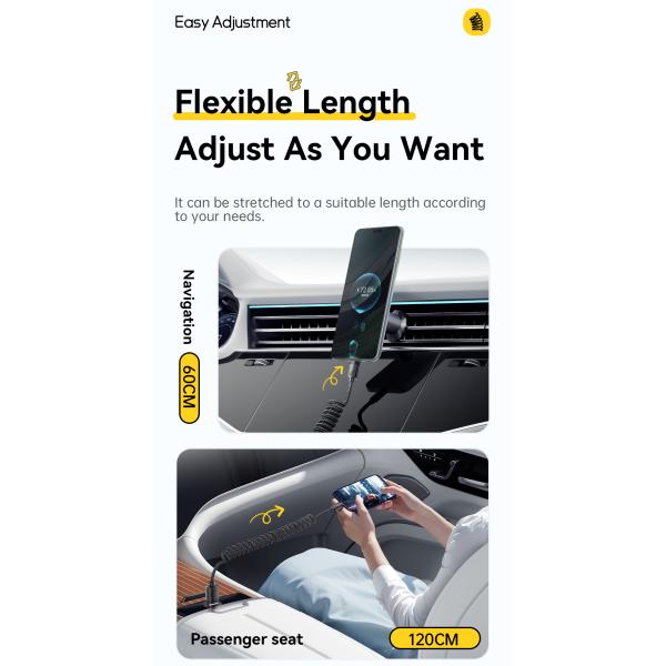 ESSAGER ES-X66 Spring Style Cable 100W 88W 7A USB Type C to USB Cable