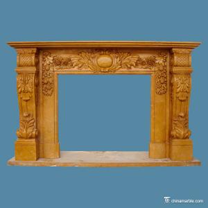 China Yellow Marble Stone Fireplace Surrounds European Style Corrosion Resistance on sale