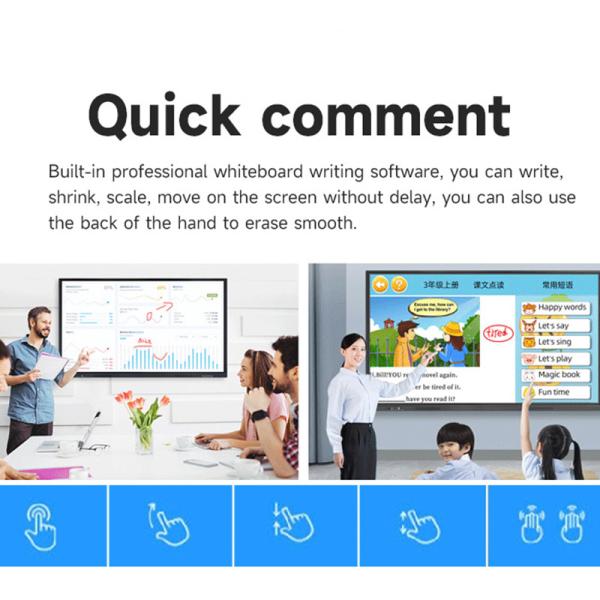 Electronic Flat Smart Interactive Whiteboard All In One Teaching 110 Inch