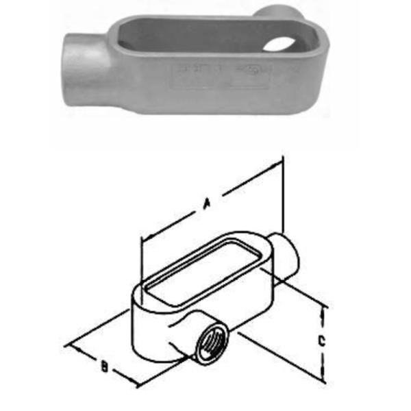 4 inch IMC Rigid Threaded Form 7 Conduit Bodies Type T Condulet Gray Iron