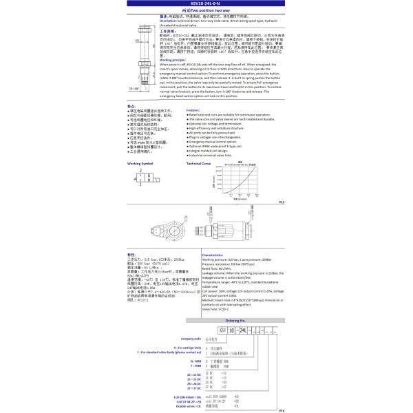 Threaded Cartridge Solenoid Valve Hydraulic With 12V 24V DG ER Connector