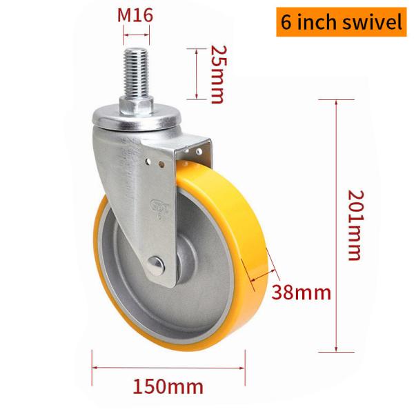 EDL Medium Duty Aluminum Caster 6inch 300kg Threaded by Swivel and Brake type 666S-86A