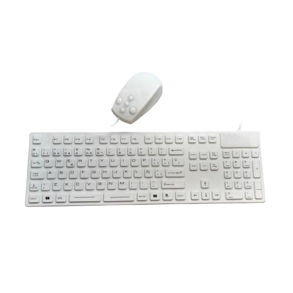 Rubberized Surface Computer Keyboard And Mouse , 110 AZERTY Key Metal Keyboard