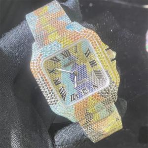 China 26Carats Two Tone Diamond Watch Santos VVS1 Diamond Stainless Steel Watch VS1 on sale
