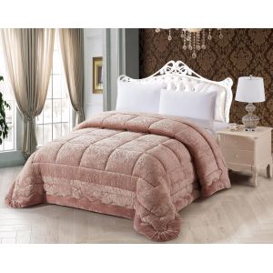 Quality Luxury Flannel Pink Polyester Embossed Comforter Set For Ultimate Comfort And Warmth for sale