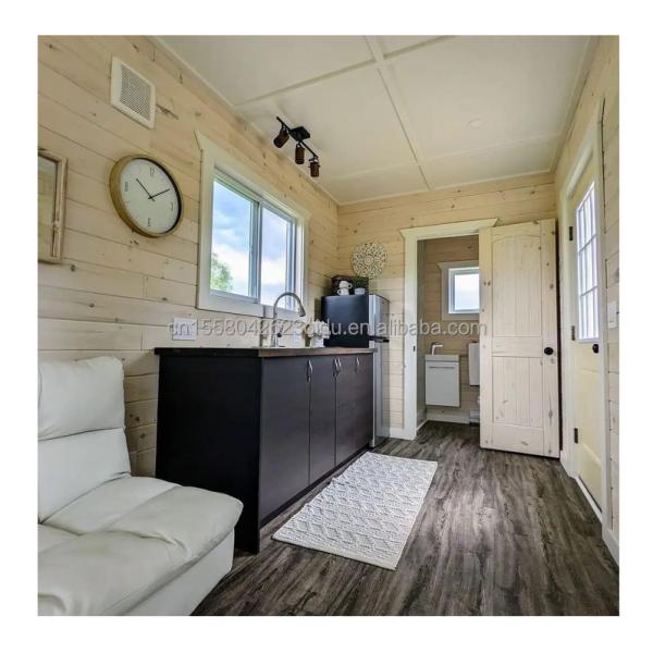 Hotel Luxury Portable Flat Roof Container Prefab Studio Home House with 50/75/100mm Wave Sandwich Panel Wall and Affordable