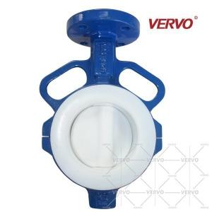 Quality Wafer Style PTFE Lined Butterfly Valve Ggg40 Ptfe Lined DN80 PN10 Butterfly Valve With Soft Backrest for sale