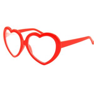 Quality Customized Plastic Diffraction Glasses With Heart Shape Red Frame for sale
