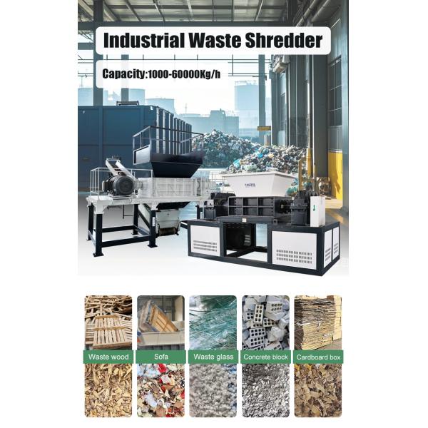 Industrial Double Rotor Shredding System for Municipal Solid Waste Industrial Waste Wood Plastic Composite Materials