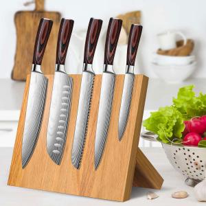 Quality Organizational Magnetic Bamboo Wooden Knife Holder for Kitchen Counter Custom Size for sale