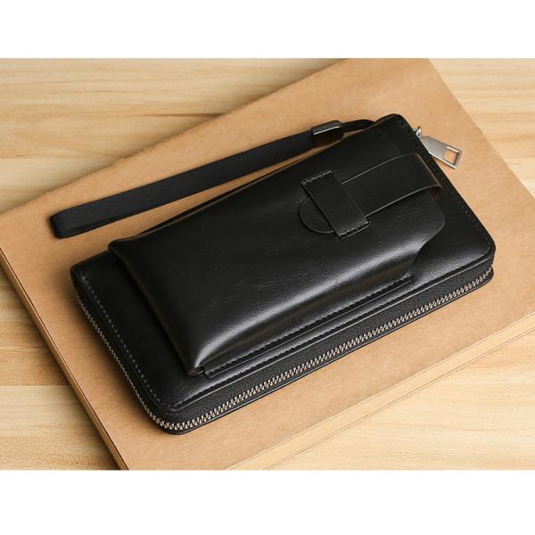 Men's Wallet With Removable Coin Purse Capacity Zipper Phone Leather Bag For Products
