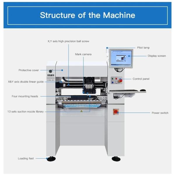 High Accuracy 4 Heads SMT Pick & Place Machine CHM-551 Automatic Nozzle Change CPK≥1.0