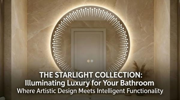 Kingstin Frameless Round LED Bathroom Mirror Smart Touch Control Dimmable Anti-Fog for Hotel Home Decor