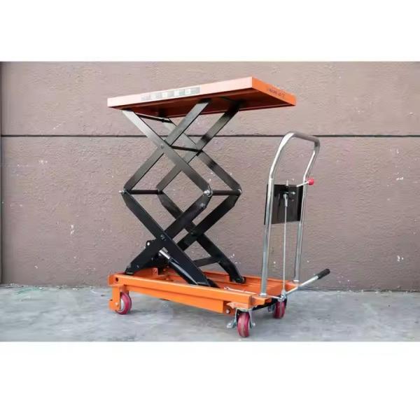 Handball Down 350kg 1.3m Double Scissors Manual Hydraulic Lifting Platform Mobile Manual Platform