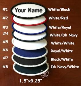 Quality Iron On Custom Embroidered Name Patch Oval 1.5X3.25 Twill Cotton Material for sale