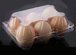 Quality Recycled 6 Cavities Width 19.2cm Clear Plastic Egg Trays for sale
