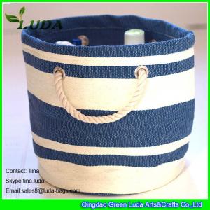 China LUDA unique handbags round striped paper cloth straw fabric shopping bag on sale