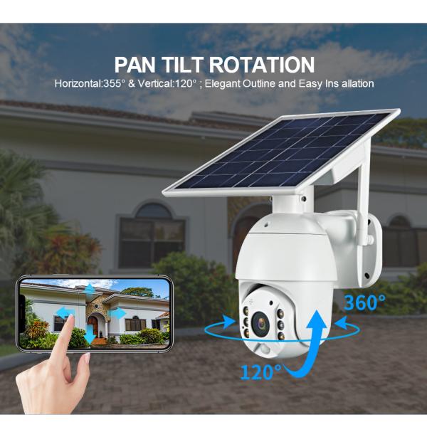 2.5 inch waterproof IP66 lower poer consuption 1080P 2MP outdoor 4G WIFI PTZ speed dome solar security system