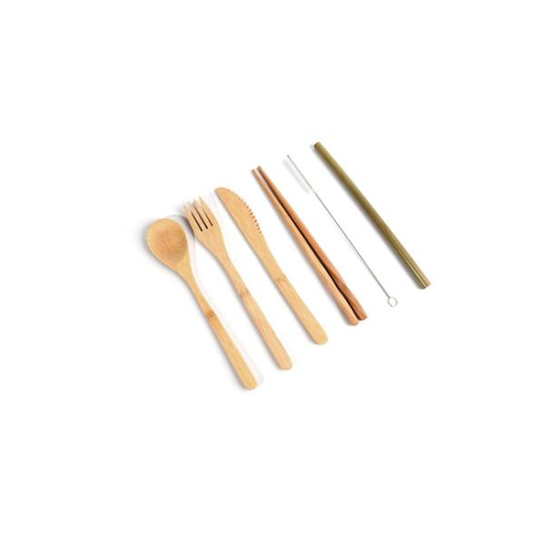 Outdoor portable bamboo tableware set knife fork spoon environmental protection folding tableware