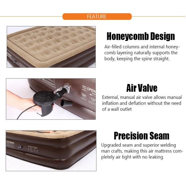 hot selling Blow Up Air Bed Soft Plush Flocking Mattress Durable Automatic Electric Inflation air mattress