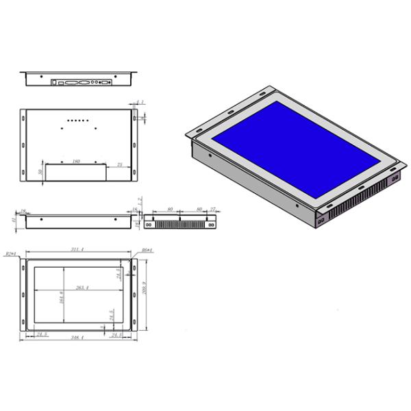 IP65 Water Resistant Open Frame LCD Monitor High Bright Sunlight Readable